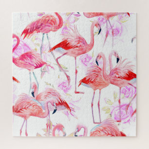 Puzzle Flamant rose Rose : Aquarelle Oiseau Floral
