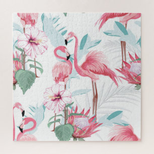 Puzzle Flamant rose Rose : Fleurs Exotiques Sans Couleur.