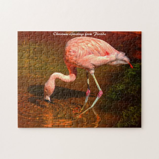 Puzzle Flamant rose rose Floride.voeux de Noël (Horizontal)