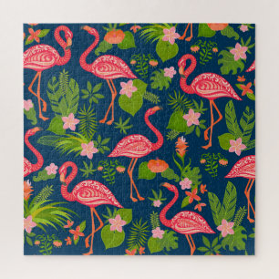 Puzzle Flamant rose rose : Turquoise rayé Vintage