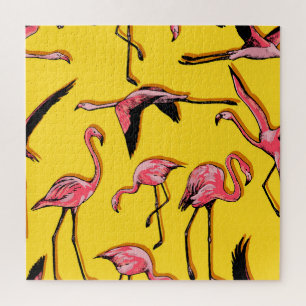 Puzzle Flamants roses à main Vintage Arrière - plan sans 