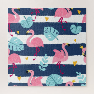 Puzzle Flamants roses de dessin : Summer Tropical Vintage
