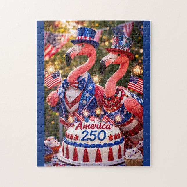 Puzzle Flamants roses Joyeux 250e anniversaire Amérique 4 (Vertical)