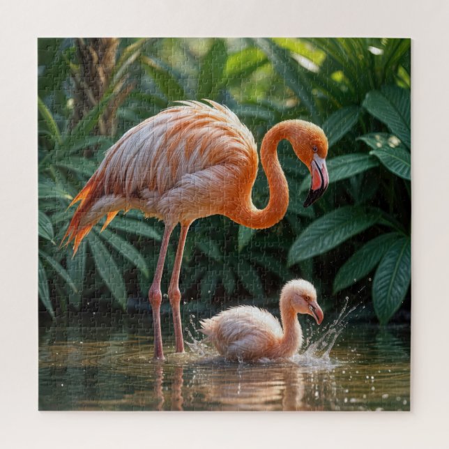 Puzzle Flamingo Mère Avec Petit (Vertical)