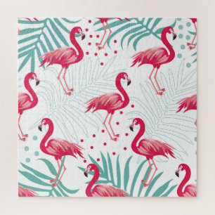 Puzzle Flamingo tropical et feuille, motif d'été.