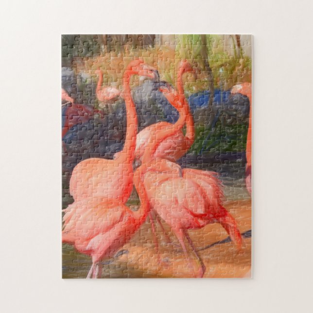 Puzzle Flamingos drawing colorful (Vertical)