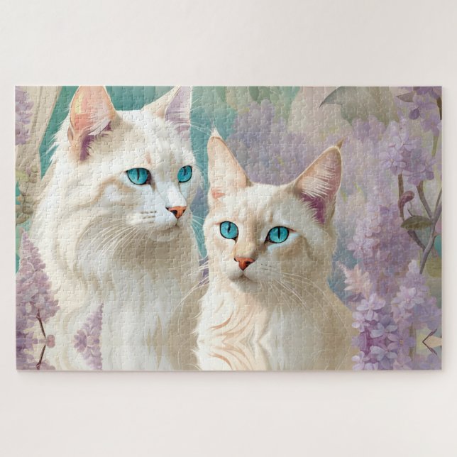 Puzzle flamme et Lilac Lynx Point Siamese Portrait Art (Horizontal)