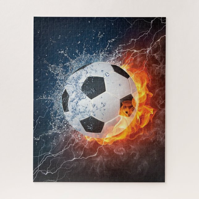 Puzzle Flamme Football/Balle de Football Jeu d'oreiller (Vertical)
