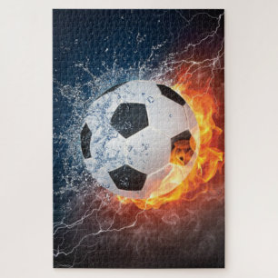 Puzzle Flamme Football/Balle de Football Jeu d'oreiller
