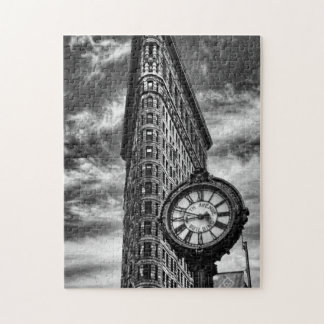 Puzzle Flatiron Building and Clock en noir et blanc