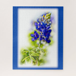 Puzzle Fleur Bluebonnet texane sur blanc avec graphisme