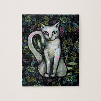 Puzzle Fleur Chat blanc Fleurs de catjours
