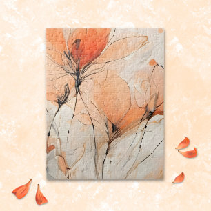 Puzzle Fleur Contemporaine à l'Encre Abstraite et Délicat
