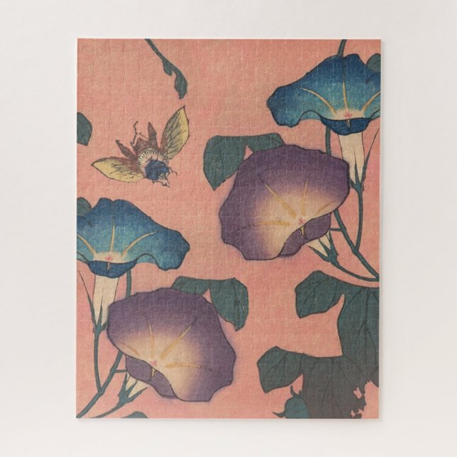 Puzzle Fleur d'abeille rose classique Hokusai Art (Vertical)
