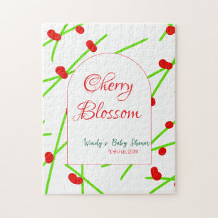 Puzzle Fleur de cerisier en forme d'arche rouge vert baby