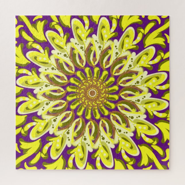 Puzzle Fleur de chrysanthème jaune violet Abstrait (Vertical)