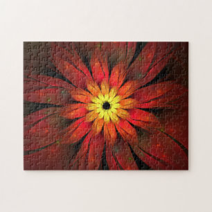 Puzzle Fleur de chrysanthème rouge et jaune