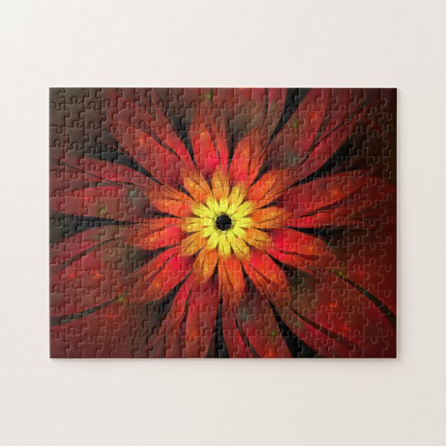 Puzzle Fleur de chrysanthème rouge et jaune (Horizontal)