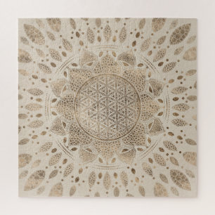 Puzzle Fleur de la vie à Lotus Dot Art pastel golds
