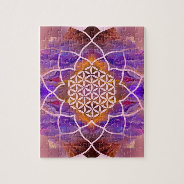 Puzzle Fleur de la vie dans Lotus - texture peinte (Vertical)