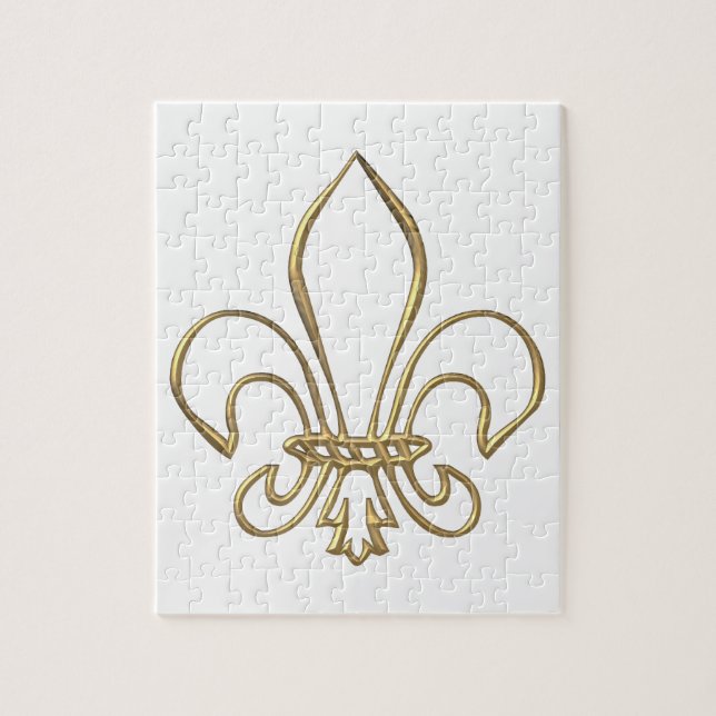 Puzzle Fleur-De-lis "à trois dimensions" d'or (Vertical)