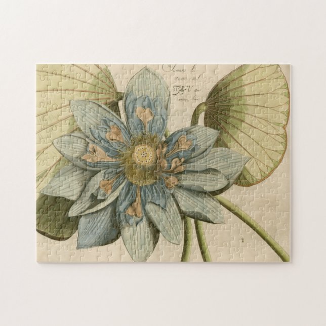 Puzzle Fleur de Lotus Bleu sur Arrière - plan Tan avec éc (Horizontal)