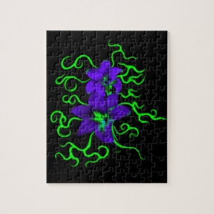 Puzzle fleur de lys violet sur noir
