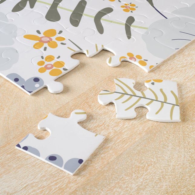 Puzzle Fleur de printemps Mélange bleu vert gris jaune (Côté)