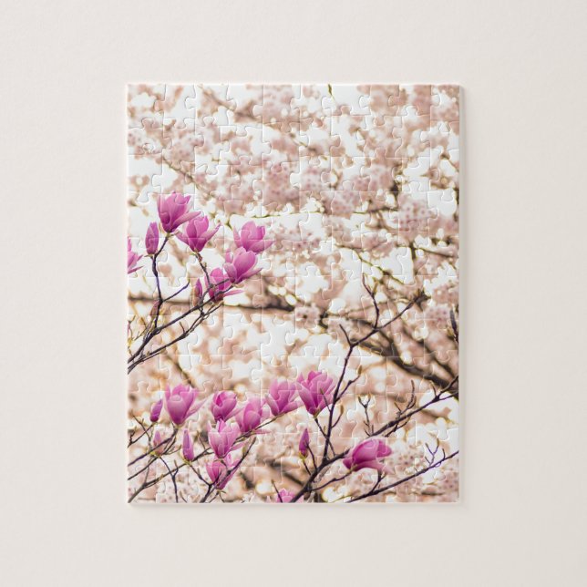 Puzzle Fleur de printemps rose pourpre en floraison (Vertical)