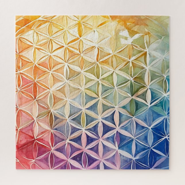 Puzzle Fleur de vie - Peinture aquarelle (Vertical)