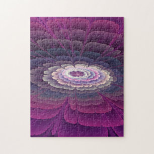 Puzzle Fleur frappante abstraite fractale couleur rose