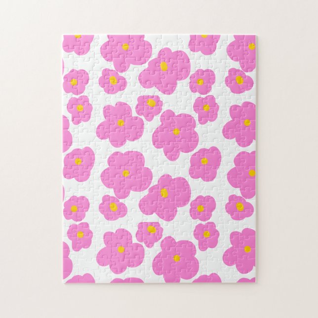 Puzzle Fleur marguerite rose jaune moderne motif élégant (Vertical)