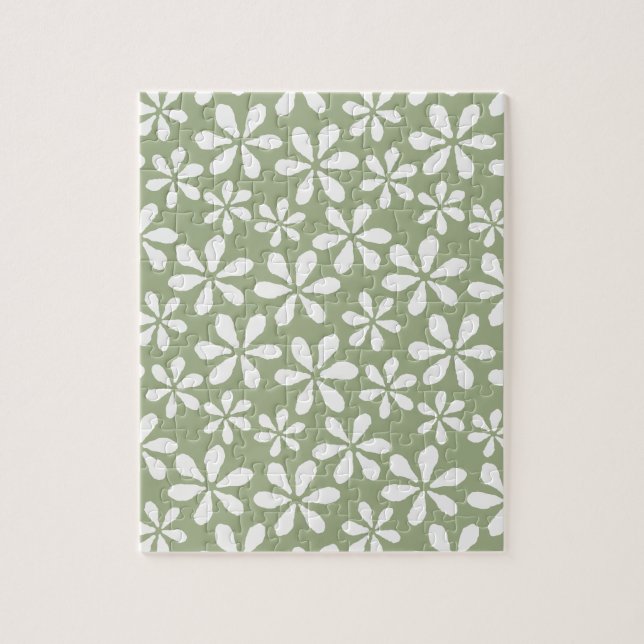 Puzzle Fleur moderne Motif Simple Sage Vert Floral (Vertical)
