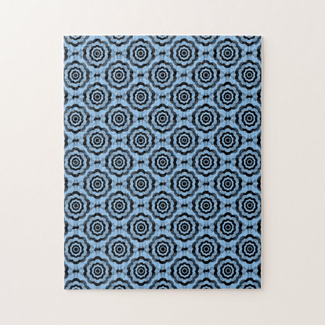 Puzzle Fleur noire bleue Motif sans couture (Vertical)