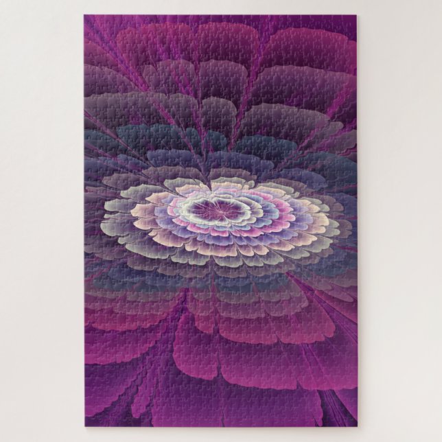 Puzzle Fleur rayante Coloré Abstrait Fractal Art rose (Vertical)