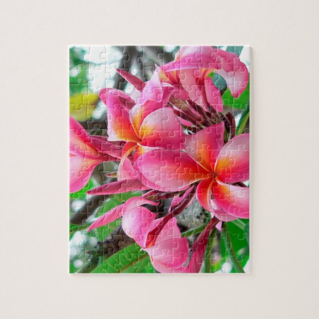 Puzzle Fleur rose de Plumeria ou de Frangipani (Vertical)