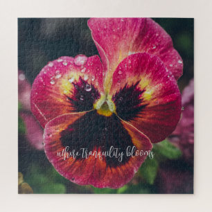 Puzzle Fleur rose et rouge en sansas recouverte de goutte