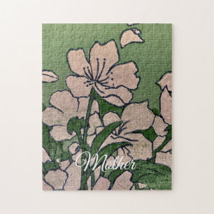 Puzzle Fleur Rose Verte