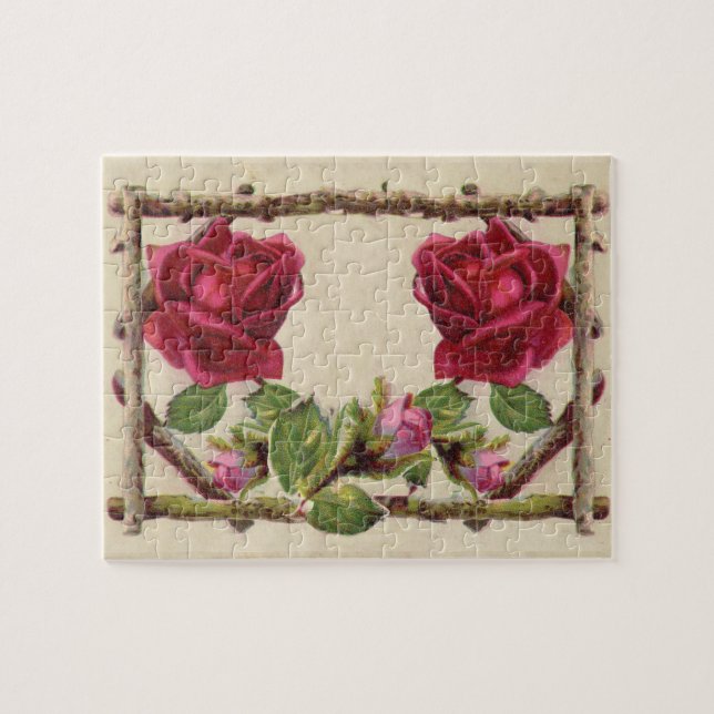 Puzzle Fleur rustique antique de cru de roses (Horizontal)
