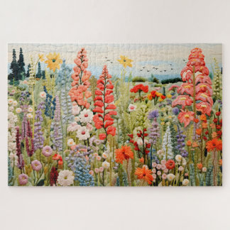 Puzzle Fleur sauvage de printemps brodé