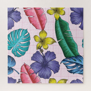 Puzzle Fleur tropicale : motif feuille sans soudure