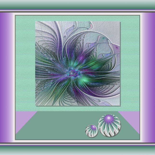 Puzzle Fleur vert violet Art Abstrait moderne Fractal (Créateur téléchargé)