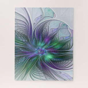 Puzzle Fleur verte abstraite moderne fractale violette
