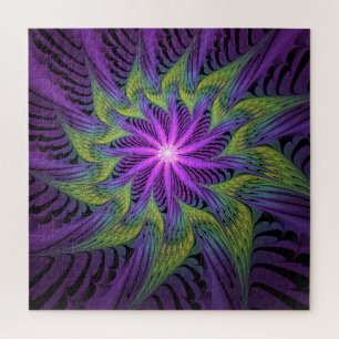 Puzzle Fleuron vert violet Art Abstrait fractal moderne