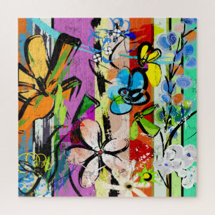 Puzzle Fleurs Abstraites, Composition des lignes géométri