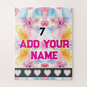 Puzzle Fleurs Colorées - Chaussettes avec Nom et Numéro