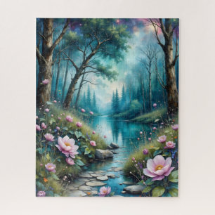 Puzzle Fleurs colorées un ruisseau et nature sauvage