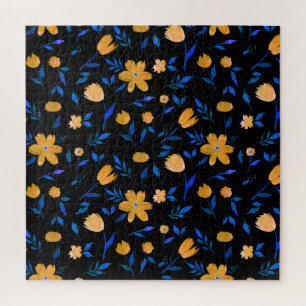Puzzle Fleurs d'aquarelle dessinées à la main et motif fe
