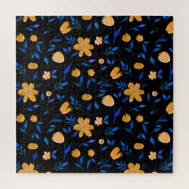 Puzzle Fleurs d'aquarelle dessinées à la main et motif fe (Vertical)