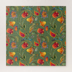 Puzzle Fleurs d'aquarelle Paisley, motif indien sans soud